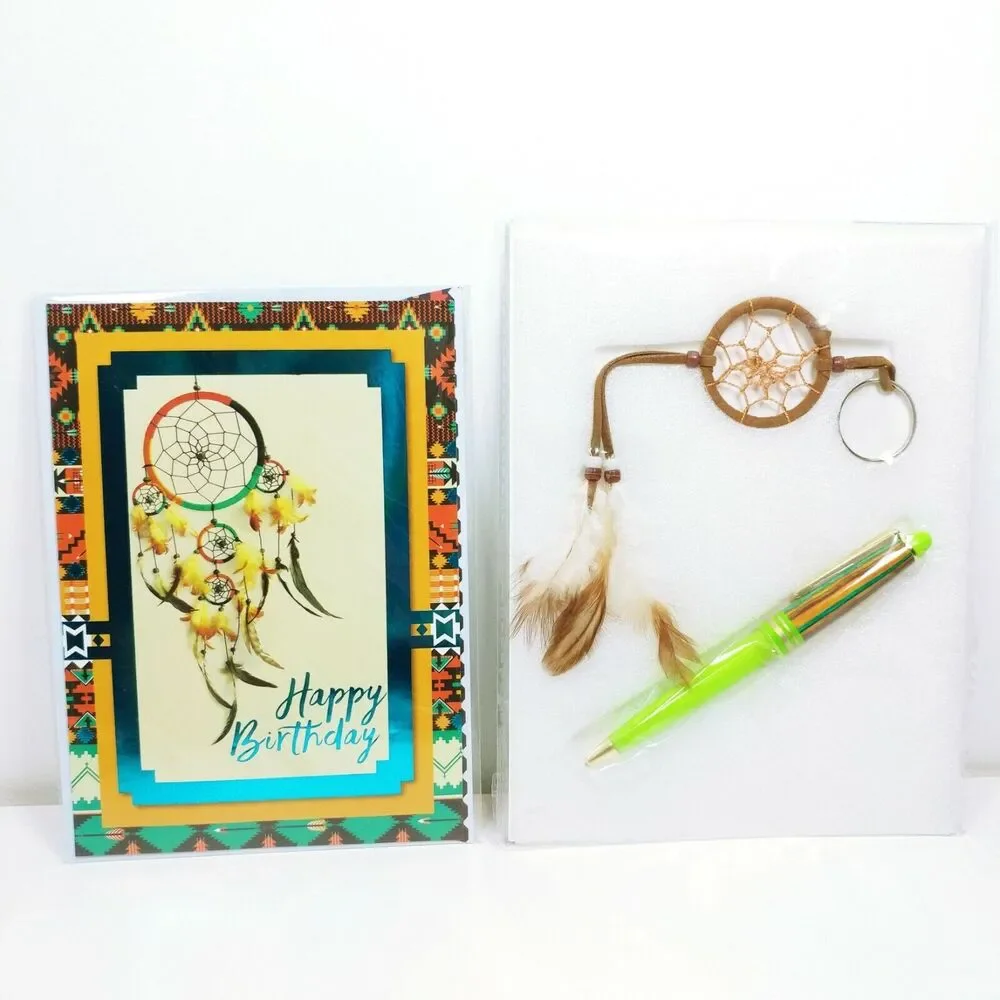 Tribal Bday Card and Handmade Dream Catcher made by St Joseph's Indian School